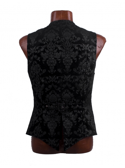 Gothic Style Exquisite Jacquard Dark Pattern Retro Metal Buckle Palace Black Gentleman Slim Vest