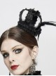 Gothic Style Exquisite Lace Side Feather Rose Pattern Bottom Clip Ladies Black Mini Leather Crown Headdress