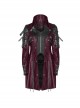 Punk Style Cracked Leather Splicing Metal Buckle Cross Drawstring Red Cool Male Long Sleeves Windbreaker