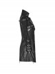 Punk Style Lapel Cracked Metal Buckle Grain Leather Stitching Cross Strap Fashionable Black Male Windbreaker