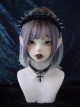 Versatile Subculture Black Lace Pleated Ruffle Metal Rivet Strap Gothic Punk Lolita Headband