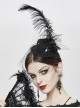 Gothic Style Elegant Chiffon Rose Detachable Large Feather Black Ladies Mini Hat Headdress