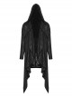 Gothic Style Dark Decadent Knitted Material Small Barbell Rope Design Black Loose Hooded Long Coat
