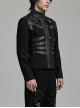 Punk Style Unique Twill Weave Fabric Patchwork Tape Cool Eyelet Loops Metal Buckle Black Long Sleeves Jacket