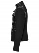 Punk Style Unique Twill Weave Fabric Patchwork Tape Cool Eyelet Loops Metal Buckle Black Long Sleeves Jacket