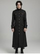 Punk Style Stand Collar Classic Military Style Metal Button Decoration Handsome Black Slim Long Jacket