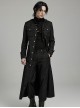 Punk Style Stand Collar Classic Military Style Metal Button Decoration Handsome Black Slim Long Jacket