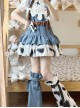 Cow Party Series Ultra Short Blue Denim Spice Black White Spots Sweet Lolita Suspender Skirt Belt Leg Sleeves Dress Set