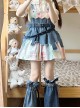 Cow Party Series Cute Colorful Cake Party Print Blue Denim Spice Sweet Lolita Suspender Skirt Belt Leg Sleeves Dress Set