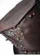 Punk Style Distressed Leather Front Center Metal Rivet Decoration Brown Unisex Mid Hat