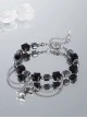 Punk Style Cool Versatile Titanium Steel Crystal Black Blocks Cross Pendants Bead Strings Bracelet