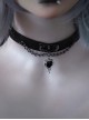 Black Heart Pendant Metal Chain Handmade Imitated Leather Choker Accessory Gothic Punk Style Necklace