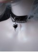 Black Heart Pendant Metal Chain Handmade Imitated Leather Choker Accessory Gothic Punk Style Necklace