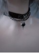 Black Heart Pendant Metal Chain Handmade Imitated Leather Choker Accessory Gothic Punk Style Necklace