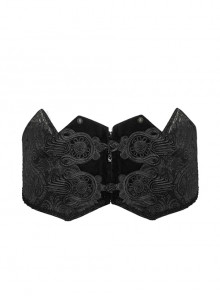 Gothic Style Gorgeous Three-Dimensional Jacquard Front Center Solid Wool Detachable Zipper Black Rope Belt