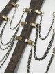 Punk Style Retro Front Middle Chain Splicing Detachable Duckbill Buckle Adjustable Waist Ring On Both Sides Brown Hanging Chain Harness