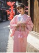 Pink Cherry Blossom Season Fan Japanese Style Kawaii Fashion Dress Formal Wear Bathrobe Cute Kimono