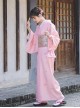 Pink Cherry Blossom Season Fan Japanese Style Kawaii Fashion Dress Formal Wear Bathrobe Cute Kimono