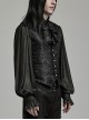Gothic Style Exquisite Gorgeous Dark Pattern Side Cross Straps Retro Button Court Black Gentleman Slim Vest