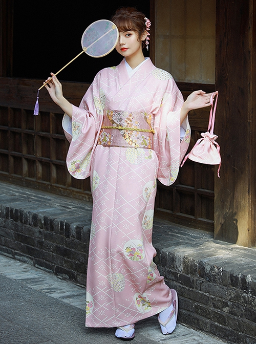 Fresh Girl Pink Japanese Style Cultural Improvement Formal Dress Sakura Pudding Kawaii Fashion Bathrobe Kimono