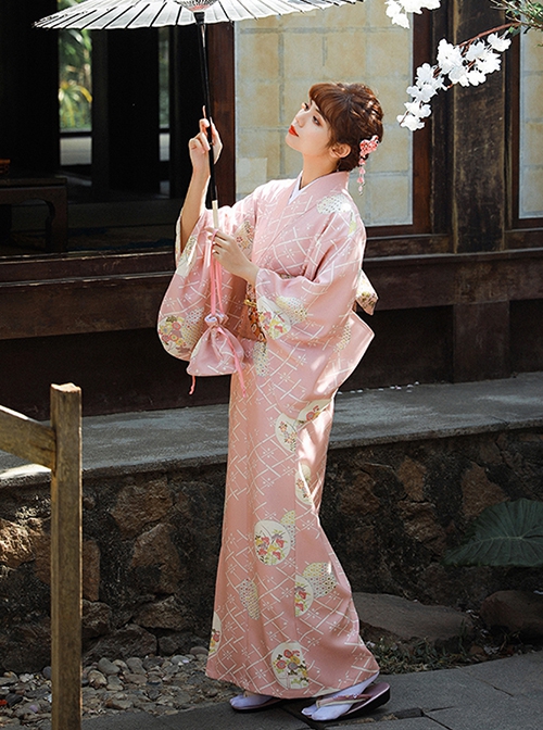 Fresh Girl Pink Japanese Style Cultural Improvement Formal Dress Sakura Pudding Kawaii Fashion Bathrobe Kimono