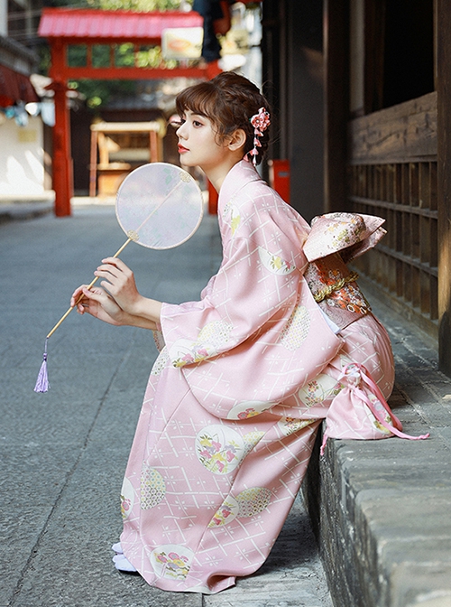 Fresh Girl Pink Japanese Style Cultural Improvement Formal Dress Sakura Pudding Kawaii Fashion Bathrobe Kimono