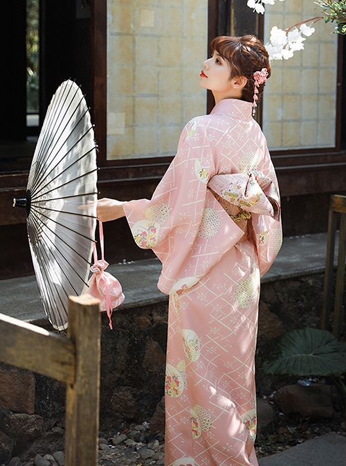 Fresh Girl Pink Japanese Style Cultural Improvement Formal Dress Sakura Pudding Kawaii Fashion Bathrobe Kimono