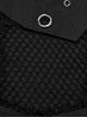 Punk Style Cool Pin Rivet Decoration Pocket Stretch Fabric Splicing Mesh Daily Black Male Short Sleeves Shirt