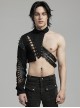 Punk Style Cool Leather Splicing Cross Straps Cool Rivet Metal Buckle Unique Rebellious Black One Arm Harness