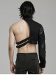 Punk Style Cool Leather Splicing Cross Straps Cool Rivet Metal Buckle Unique Rebellious Black One Arm Harness