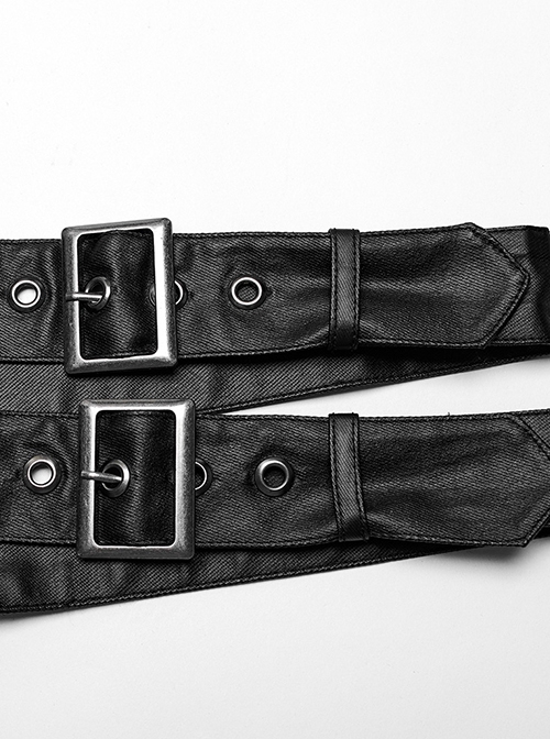 Punk Style Cool Leather Splicing Cross Straps Cool Rivet Metal Buckle Unique Rebellious Black One Arm Harness