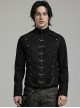 Punk Style Unique D Shaped Buckle Lobster Buckle Webbing Studs Embellish Cool Metal Rivets Black Long Sleeves Jacket