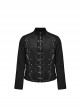 Punk Style Unique D Shaped Buckle Lobster Buckle Webbing Studs Embellish Cool Metal Rivets Black Long Sleeves Jacket