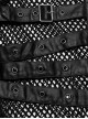 Punk Style Stand Collar Sexy Mesh See Through Cool Leather Splicing Metal Buckle Decoration Black Male Vest