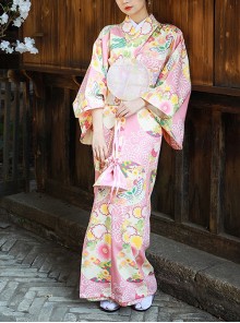 Godly Girl Japanese Style Kawaii Fashion Colorful Chrysanthemum Traditional Patterns Improved Kimono Yukata