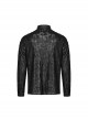 Punk Style Damaged Knitted Splicing Rubberrized Fabric Cool Skull Button Spike Rivet Black Long Sleeves Shirt