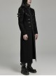 Punk Style Stand Collar Cool Metal Ring Decoration Unique Personality Detachable Sleeves Black Male Long Jacket