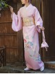 Gentle Pink Japanese Style Elegant Simple Kawaii Fashion  Branche Flower Traditional Patterns Improved Yukata Kimono