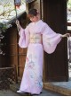 Gentle Pink Japanese Style Elegant Simple Kawaii Fashion  Branche Flower Traditional Patterns Improved Yukata Kimono