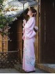 Gentle Pink Japanese Style Elegant Simple Kawaii Fashion  Branche Flower Traditional Patterns Improved Yukata Kimono