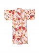 Japanese Cute Traditional Formal Gorgeous Large Red Flower Sakura Print Dress Kawaii Fashion Yukata Kimono