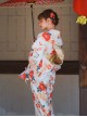 Japanese Cute Traditional Formal Gorgeous Large Red Flower Sakura Print Dress Kawaii Fashion Yukata Kimono