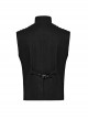 Punk Style Handsome Metal Eyelet Cracked Leather Stitching Unique 3D Pocket Cross Strap Black Male Vest