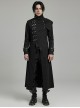 Punk Style High Collar, Detachable Shoulder Piece Metal Rivet Buckle Decoration Cool Black Male Long Coat