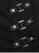 Punk Style High Collar, Detachable Shoulder Piece Metal Rivet Buckle Decoration Cool Black Male Long Coat