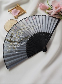 elegant Exquisite Traditional Japanese style versatile Sakura butterfly print Black fan bone Kawaii Fashion Folding Fan