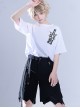 Vintage Dark Black Versatile Gothic Straight Irregular Sharp Corners Hem Sweet Cool Ouji Fashion Short Pants