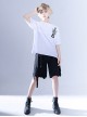 Vintage Dark Black Versatile Gothic Straight Irregular Sharp Corners Hem Sweet Cool Ouji Fashion Short Pants