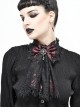 Gothic Elegant Lace Hem Stitching Jacquard Front Center Diamond Pendant Black Red Collar Ornament