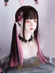 Idol Style Subculture Black Pink Highlight Dyed Flat Bangs Sweet Cool Lolita Y2K Long Straight Wig